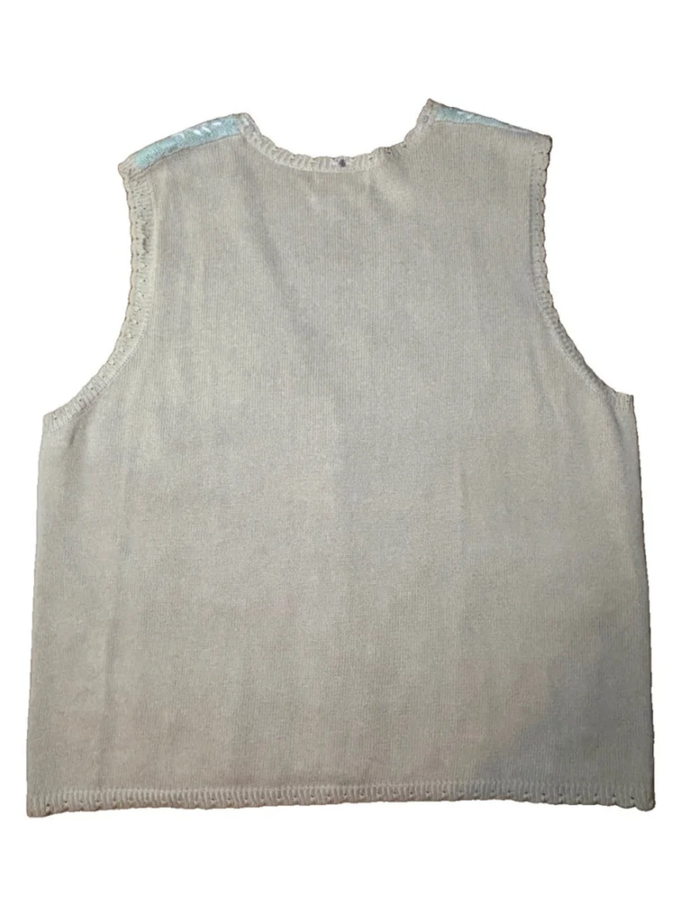 Alfred Dunner 2X Ramie Rayon Floral Embroidered Button Knit Vest Cottagecore